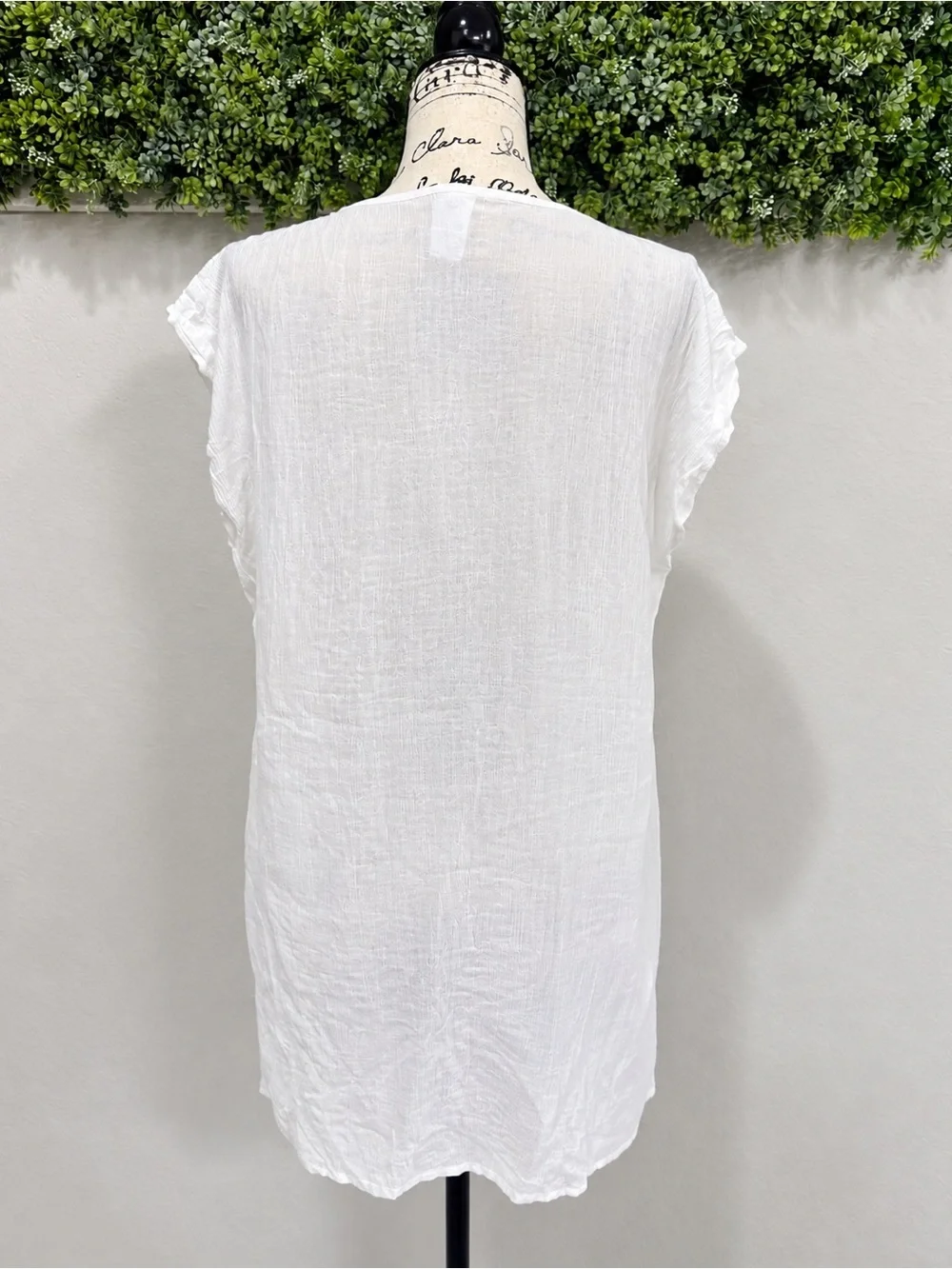Kona Sol White Eyelet Embroidered Swim Cover Up Tunic Small